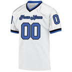 Custom White Blue-Black Mesh Authentic Throwback Football Jersey photo 2