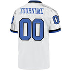 Custom White Blue-Black Mesh Authentic Throwback Football Jersey photo 3