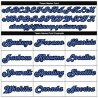 Custom White Blue-Black Mesh Authentic Throwback Football Jersey photo 4
