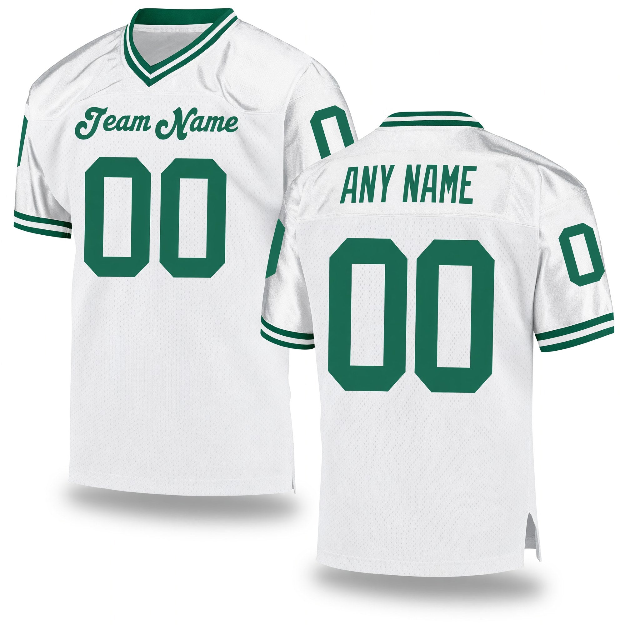 Custom White Kelly Green Mesh Authentic Throwback Football Jersey