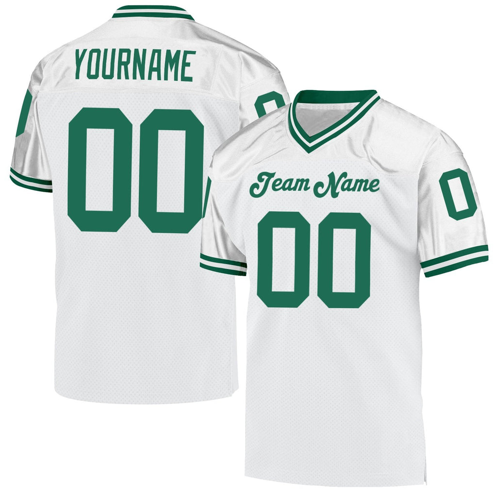 Custom White Kelly Green Mesh Authentic Throwback Football Jersey photo 1
