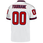 Custom White Red-Navy Mesh Authentic Throwback Football Jersey photo 3