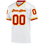 Custom White Red-Gold Mesh Authentic Throwback Football Jersey photo 2