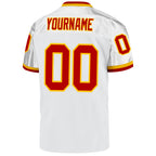 Custom White Red-Gold Mesh Authentic Throwback Football Jersey photo 3