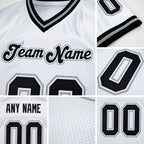 Custom White Black-Gray Mesh Authentic Throwback Football Jersey detail