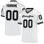Custom White Black-Gray Mesh Authentic Throwback Football Jersey photo 1