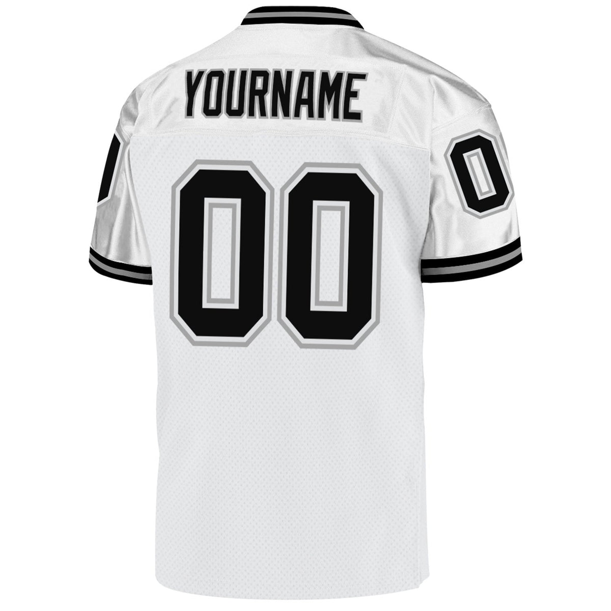 Custom White Black-Gray Mesh Authentic Throwback Football Jersey photo 3