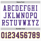 Custom White Purple-Gold Mesh Authentic Throwback Football Jersey photo 2