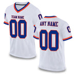 Custom White Royal-Orange Mesh Authentic Throwback Football Jersey