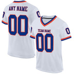 Custom White Royal-Orange Mesh Authentic Throwback Football Jersey photo 1
