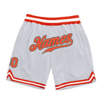 Custom White Orange-Old Gold Authentic Throwback Basketball Shorts photo 1