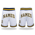 Custom White Navy-Gold Authentic Throwback Basketball Shorts