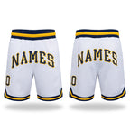 Custom White Navy-Gold Authentic Throwback Basketball Shorts