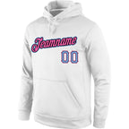 Custom Stitched White Light Blue-Pink Sports Pullover Sweatshirt Hoodie photo 2