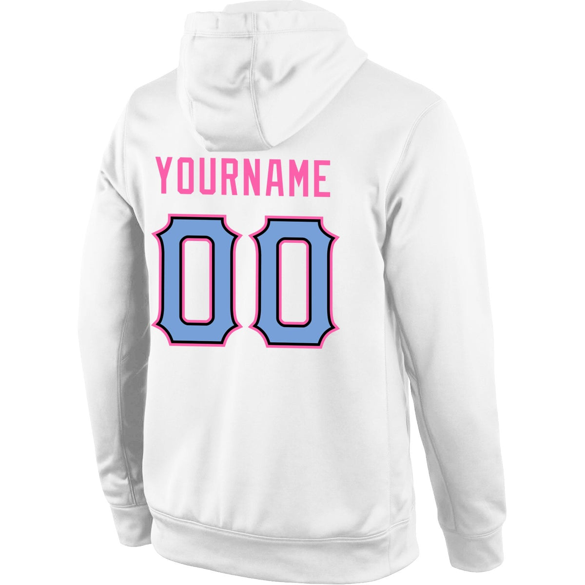 Custom Stitched White Light Blue-Pink Sports Pullover Sweatshirt Hoodie photo 3