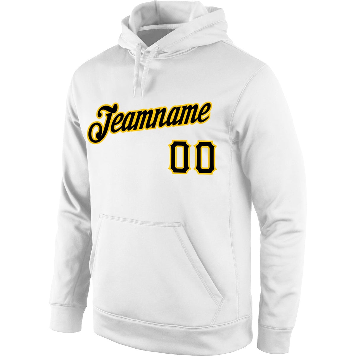 Custom Stitched White Black-Gold Sports Pullover Sweatshirt Hoodie photo 2