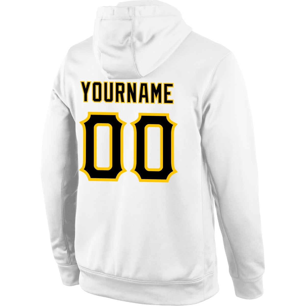 Custom Stitched White Black-Gold Sports Pullover Sweatshirt Hoodie photo 3
