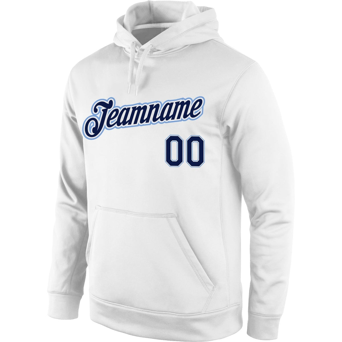 Custom Stitched White Navy-Light Blue Sports Pullover Sweatshirt Hoodie photo 2