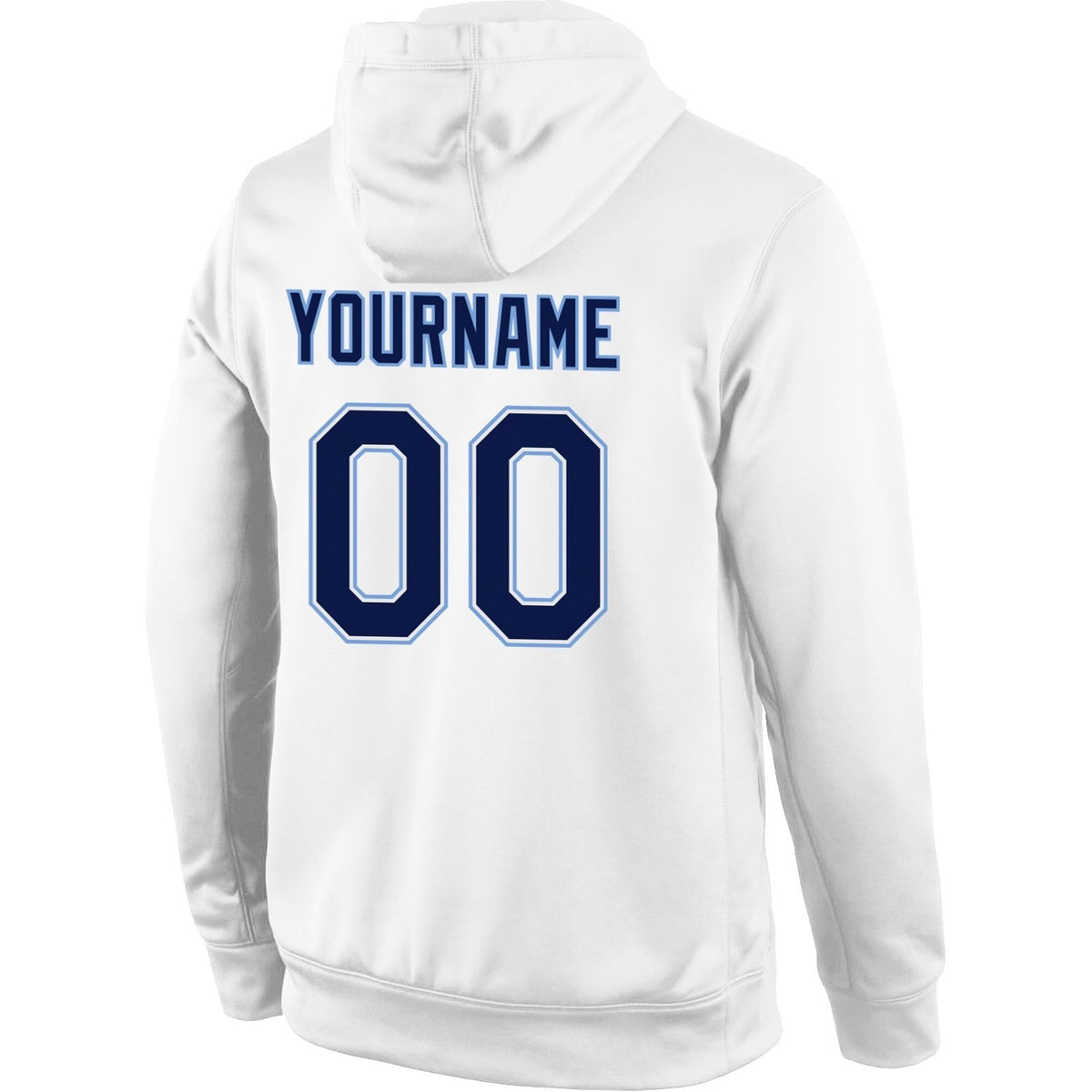 Custom Stitched White Navy-Light Blue Sports Pullover Sweatshirt Hoodie photo 3