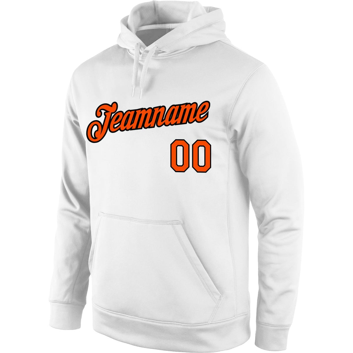 Custom Stitched White Orange-Black Sports Pullover Sweatshirt Hoodie photo 2