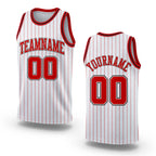 Custom White Red Pinstripe Red-Black Authentic Basketball Jersey