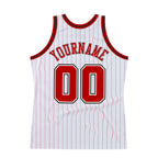 Custom White Red Pinstripe Red-Black Authentic Basketball Jersey photo 5