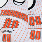 Custom White Orange Pinstripe Orange-Black Authentic Basketball Jersey detail