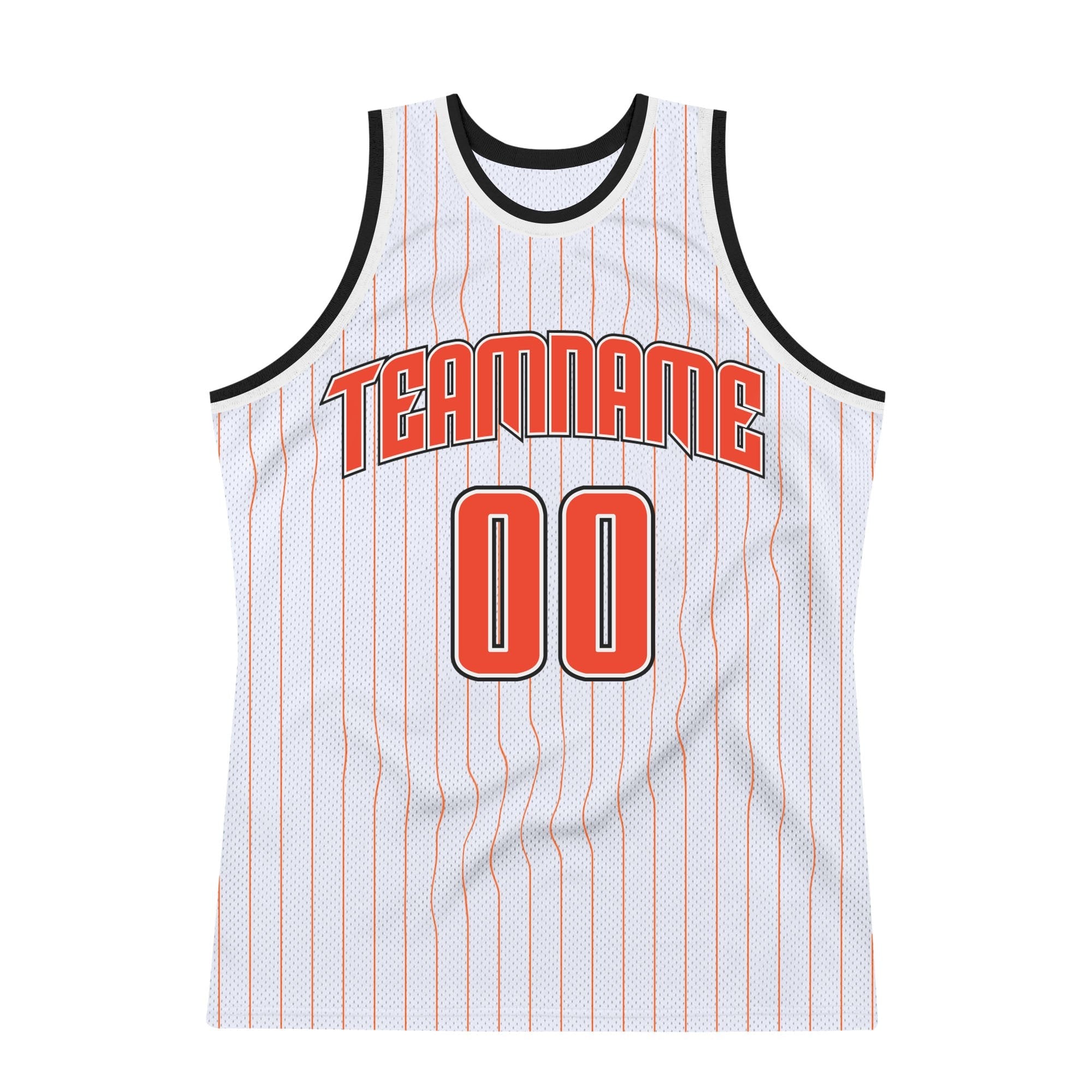 Custom White Orange Pinstripe Orange-Black Authentic Basketball Jersey photo 4