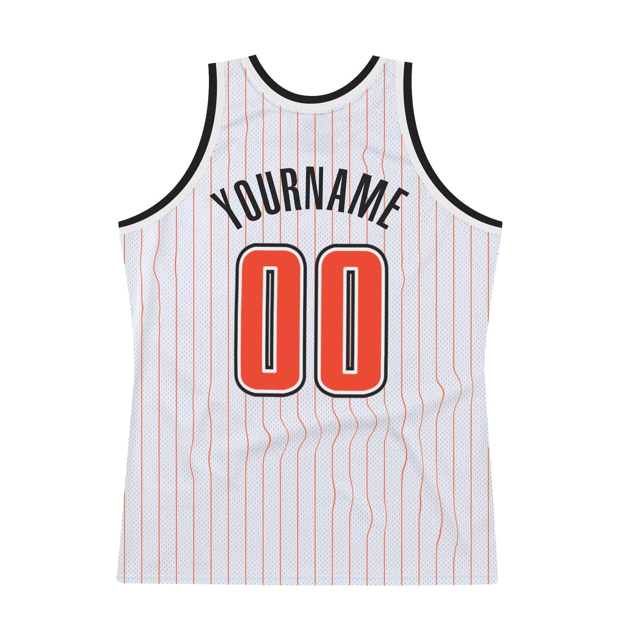 Custom White Orange Pinstripe Orange-Black Authentic Basketball Jersey photo 5