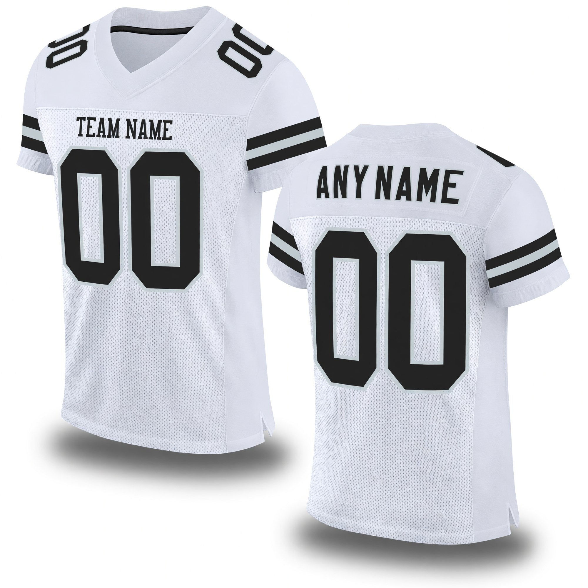 Custom White Black-Silver Mesh Authentic Football Jersey