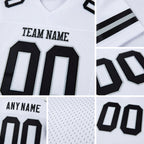 Custom White Black-Silver Mesh Authentic Football Jersey detail