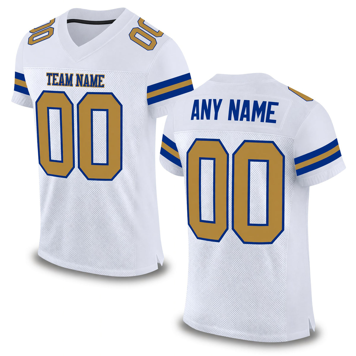 Custom White Old Gold-Royal Mesh Authentic Football Jersey