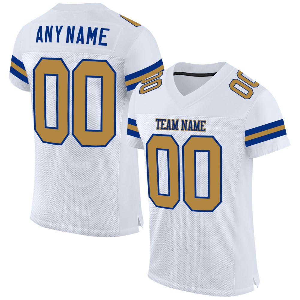 Custom White Old Gold-Royal Mesh Authentic Football Jersey photo 1