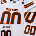 Custom White Brown-Orange Mesh Authentic Football Jersey detail