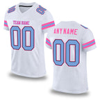Custom White Light Blue-Pink Mesh Authentic Football Jersey