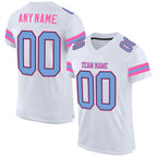 Custom White Light Blue-Pink Mesh Authentic Football Jersey photo 1