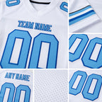 Custom White Light Blue-Royal Mesh Authentic Football Jersey detail