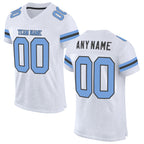 Custom White Light Blue-Steel Gray Mesh Authentic Football Jersey