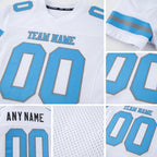 Custom White Light Blue-Steel Gray Mesh Authentic Football Jersey detail