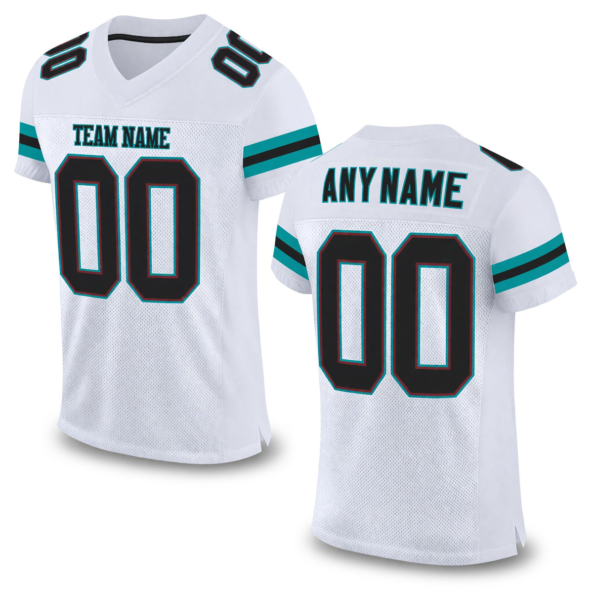 Custom White Black-Aqua Mesh Authentic Football Jersey
