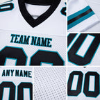 Custom White Black-Aqua Mesh Authentic Football Jersey detail