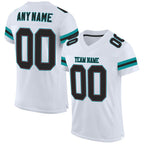 Custom White Black-Aqua Mesh Authentic Football Jersey photo 1