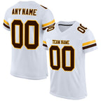 Custom White Brown-Gold Mesh Authentic Football Jersey photo 1