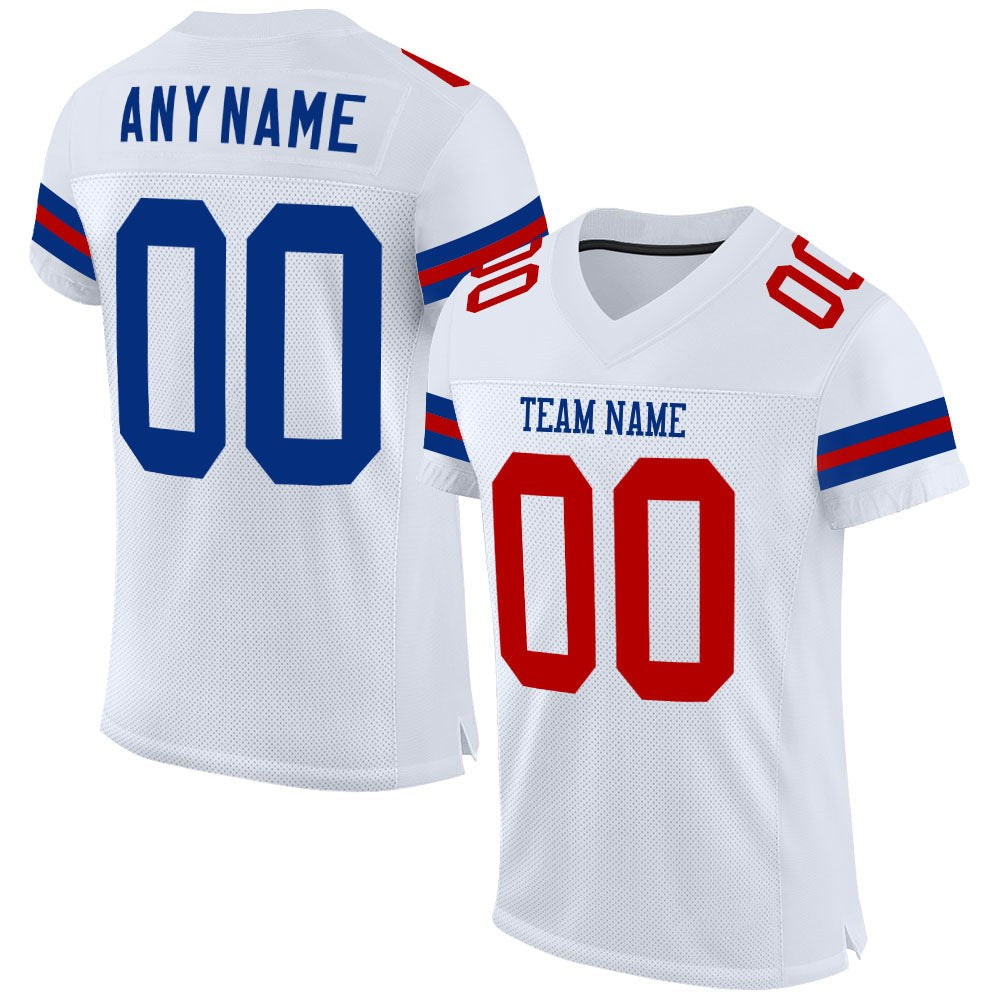 Custom White Royal-Red Mesh Authentic Football Jersey photo 1