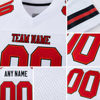 Custom White Red-Black Mesh Authentic Football Jersey detail