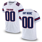 Custom White Navy-Scarlet Mesh Authentic Football Jersey