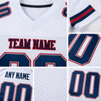Custom White Navy-Scarlet Mesh Authentic Football Jersey detail