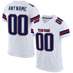 Custom White Navy-Scarlet Mesh Authentic Football Jersey photo 1