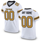 Custom White Old Gold-Black Mesh Authentic Football Jersey