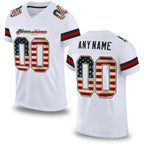 Custom White Vintage USA Flag-Black Mesh Authentic Football Jersey